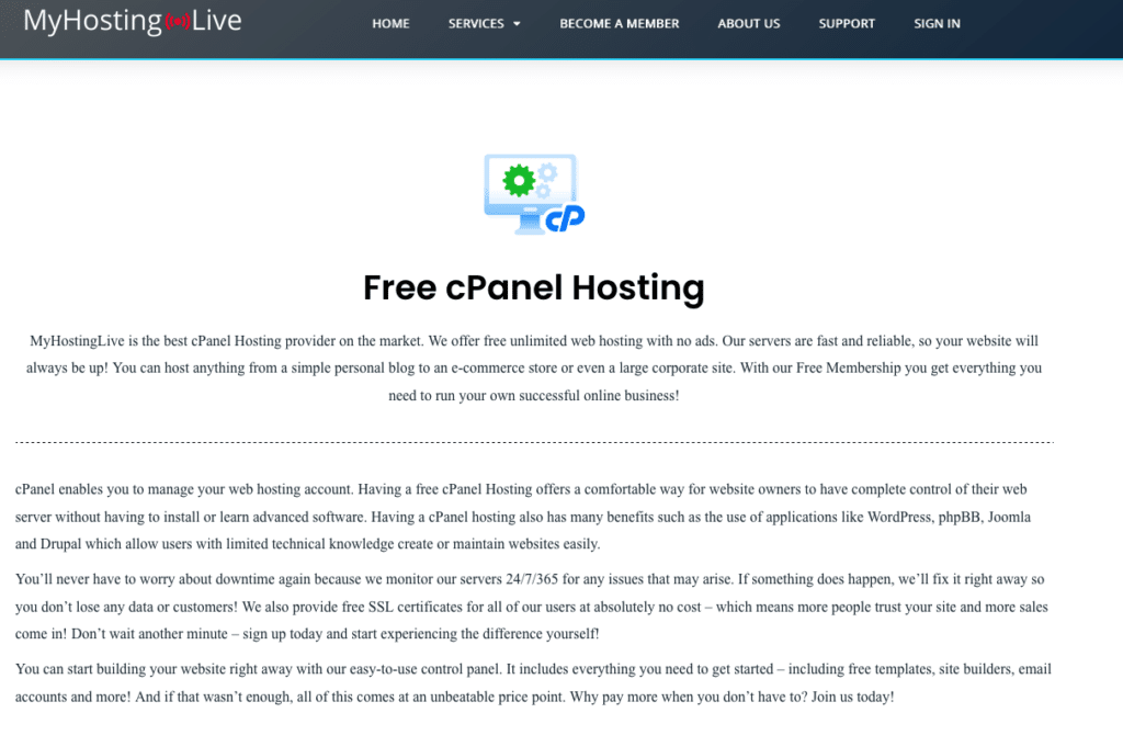 Free cPanel Hosting
